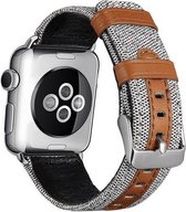 Geschikt voor Apple Watch bandje 42 / 44 / 45 / 49 mm - Series 1 2 3 4 5 6 7 8 SE Ultra - Smartwatch iWatch horloge band - 42mm 44mm 45mm 49mm - Fungus - Nylon - Wit - Echt