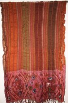 1001musthaves.com Crinkle wollen sjaal in bruin met roestig oranje 70 x 180 cm