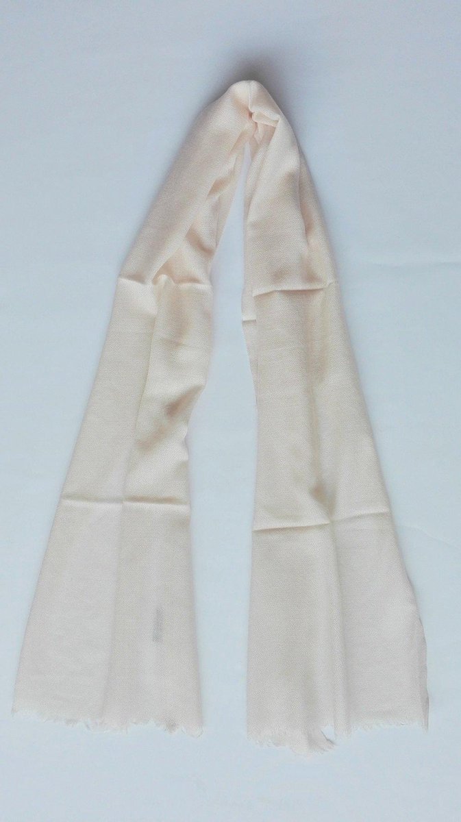 Cashmere heren sjaal met jacquard in ivoor kleur zeer zachte wol 30 x 160 cm