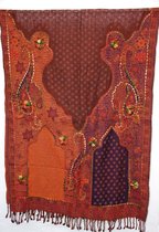 1001musthaves.com Wollen dames sjaal in roestig oranje met paars 70 x 180 cm