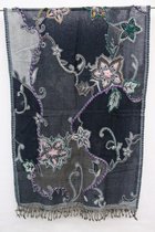 1001musthaves.com Geborduurde wollen dames sjaal in marine tinten 70 x 180 cm