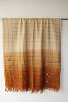 1001musthaves.com Geborduurde wollen sjaal met kleurverloop en spiegeltjes bruin mosterd 70 x 200 cm