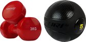 Tunturi - Fitness Set - Vinyl Dumbbell 2 x 3 kg  - Slam Ball 5 kg