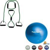 Tunturi - Fitness Set - Tubing Set Groen - Gymball Blauw 90 cm