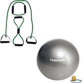 Tunturi - Fitness Set - Tubing Set Groen - Gymball Zilver 90 cm