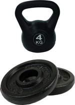 Tunturi - Fitness Set - Halterschijven 2 x 1,25 kg - Kettlebell 4 kg