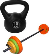 Tunturi - Fitness Set - Halterset 20 kg incl stang - Kettlebell10 kg