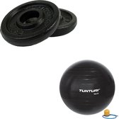 Tunturi - Fitness Set - Halterschijven 2 x 0,5 kg - Gymball Zwart 90 cm