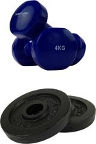 Tunturi - Fitness Set - Vinyl Dumbbell 2 x 4 kg  - Halterschijven 2 x 1,25 kg