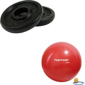 Tunturi - Fitness Set - Halterschijven 2 x 0,5 kg - Gymball Rood 75 cm