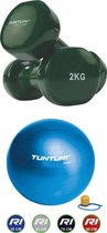 Tunturi - Fitness Set - Vinyl Dumbbell 2 x 2 kg  - Gymball Blauw 55 cm