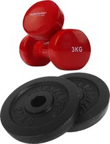 Tunturi - Fitness Set - Vinyl Dumbbell 2 x 3 kg - Halterschijven 2 x 2,5 kg