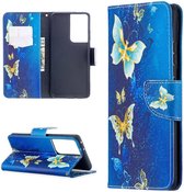 Samsung Galaxy S21 Ultra Portemonnee Hoesje met Vlinder Print