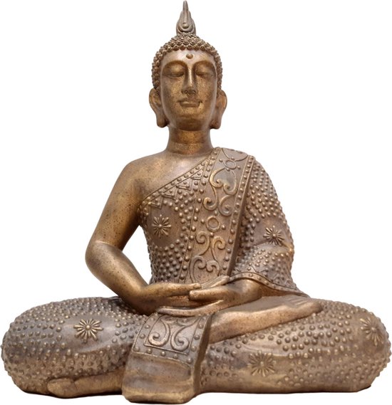 Bronskleurig Boeddhabeeld 57 cm - Boeddha Beeld zittend | GerichteKeuze