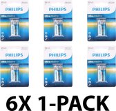 Philips 9V batterijen – Alkaline - 550 mAh - Voordeelverpakking 6 stuks