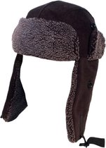 Russische oorflappen muts zwart fleece voor volwassenen - Mutsen met flappen - Winterkleding accessoires 60 cm