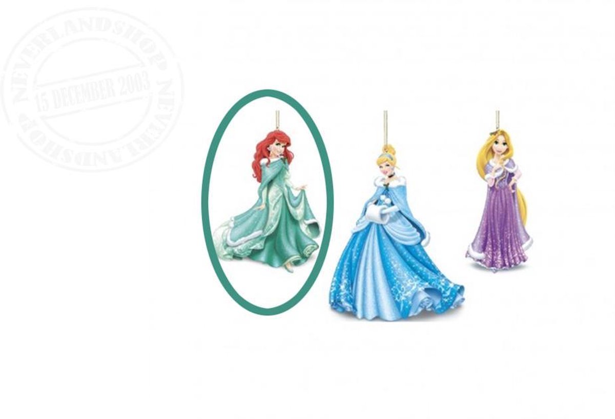 Kerstbal met Disney Figuur Assepoester in blauwe jurk.