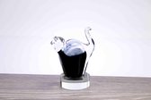 Mini Urn Zwarte Kat met Witte rug Mondgeblazen Loranto Glas