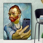 Allernieuwste Canvas Schilderij Selfie Naar Vincent van Gogh - Abstract Zelfportret - PopArt Graffiti - Poster - 60 x 80 cm - Kleur