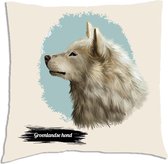 Sierkussen - Groenlandse Hond - Wit - 45 Cm X 45 Cm