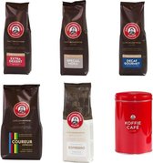 Grootmoeders Koffie -  Proefpakket koffiebonen - 5 smaken + koffieblik