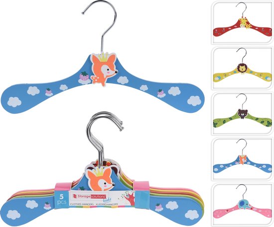 Kledinghangers voor baby / kinderkleding - set van 5 stuks - verschillende  kleuren -... | bol.com