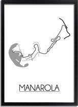 Manarola Plattegrond poster A4 + Fotolijst Zwart (21x29,7cm) - DesignClaud