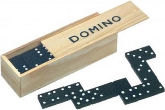 Thumbnail van een extra afbeelding van het spel Domino spel in houten kistje - 28 Dominostenen