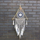 Macramé Dromenvanger - Bescherming - Piramide - Wit & Grijs - 39x1x45x83cm
