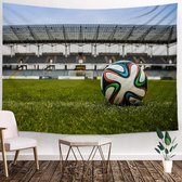 Ulticool - Voetbal Voetbaldoel Stadion WK EK Bal op Gras - Wandkleed - 200x150 cm - Kinderkamer - Groot wandtapijt - Poster
