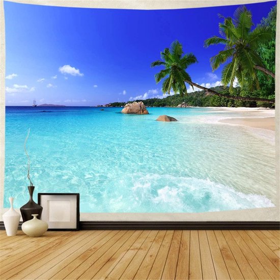 Ulticool Beach Nature Sea Island - Tapisserie - 200x150 cm - Groot tapisserie - Affiche