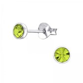 Aramat jewels ® - Kinder oorbellen rond licht groen 925 zilver kristal 4mm