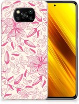 Smartphone hoesje Xiaomi Poco X3 | Poco X3 Pro Silicone Case Roze Bloemen