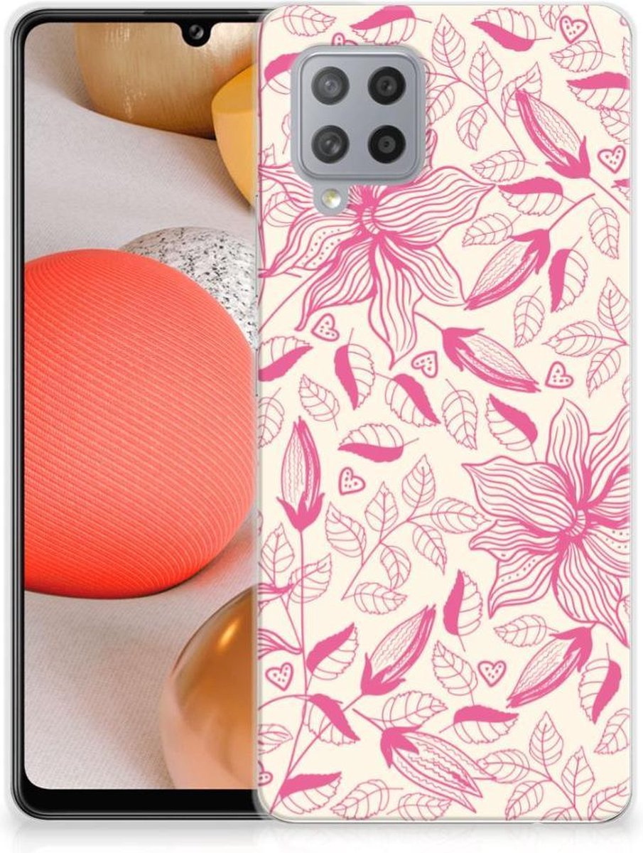 Samsung Galaxy A42 TPU Case Pink Flowers