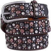 Dielay - Riem met Sterren en Studs - Echt Leer / Leder - 95x3,5 cm - Bruin