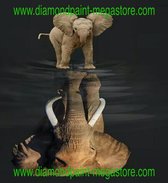Lenks Diamond painting olifant in waterspiegel 40 X 50cm ronde steentjes full paint Diamond Paint 3489
