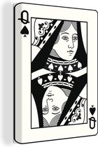 Tableau sur toile Illustration d'une dame de pique jouant aux cartes - 30x40 cm - Décoration murale