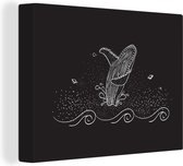 Illustration Zwart d'une baleine 120x90 cm - Tirage photo sur toile (Décoration murale salon / chambre) / Peintures sur toile Animaux