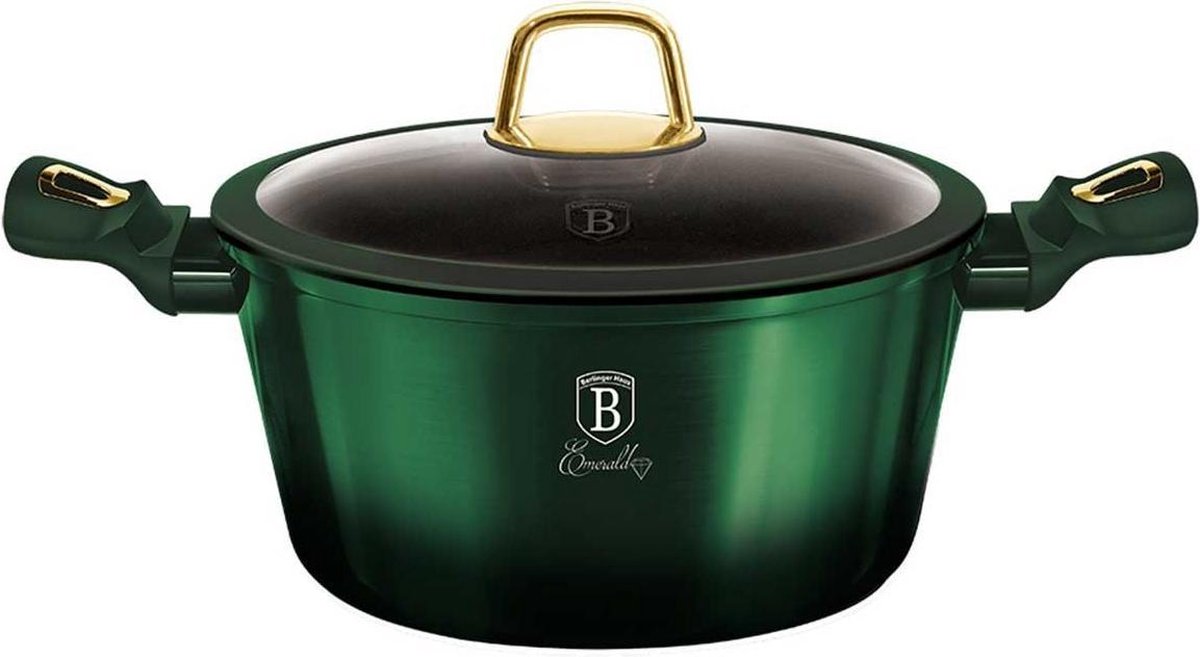 Berlinger Haus 6058 - Braadpan met titanium coating - 24 cm - met deksel - Emerald Collection