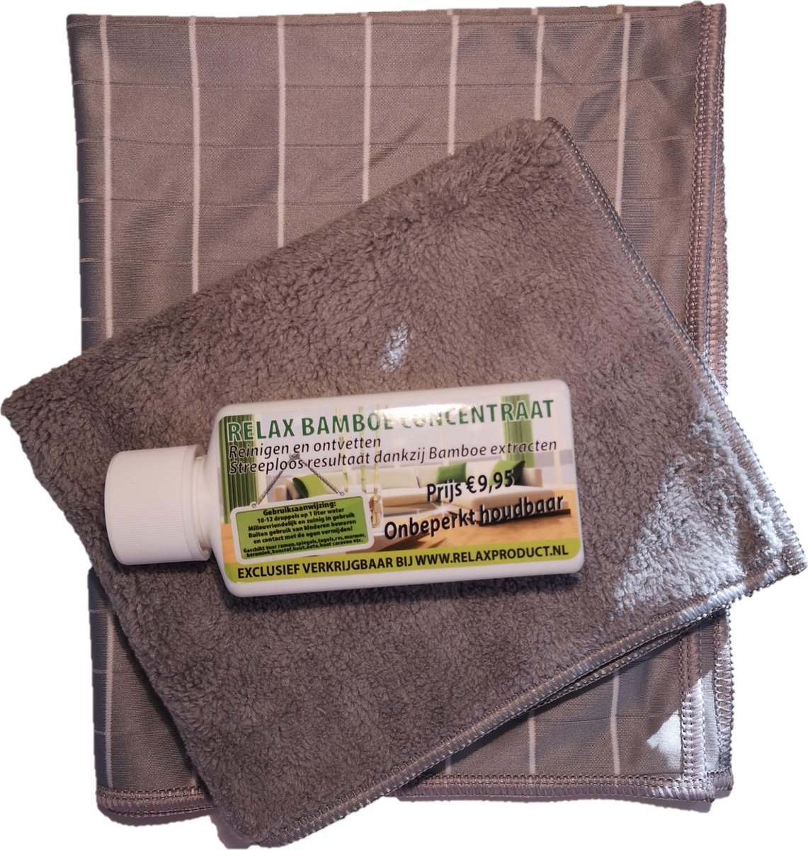 Goedkoopste Bamboe Schoonmaakdoek Set - wonderdoeken - microvezeldoeken - raamdoeken - glasdoeken - bamboevezeldoeken - Bamboedoek - Bamboe doek - Bamboedoeken 1 Relax Bamboe Concentraat fles - Combi set