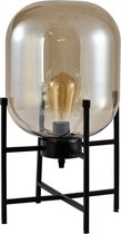 QUVIO Tafellamp modern / Nachtlampje / Bedlamp / Bureaulamp / Lamp tafel / Verlichting / Leeslamp / Sfeerlamp / Slaapkamer lamp / Slaapkamer verlichting / Keukenverlichting / Keukenlamp / Eettafellamp - Glazen stolp in metalen frame - Diameter 28 cm