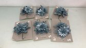 Decoratieve Christmas flowers - blauw - 6 stuks