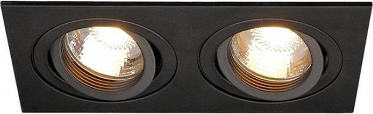 SLV New Tria Inbouw Spot Tweevoudig - Mat Zwart - Inbouwspot