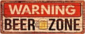 2D metalen wandbord "Warning Beer Zone" 20x50cm