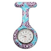 Verpleegster horloge jelly bloem paars/blauw