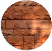 Dibond Wandcirkel - Oranje Stenen Muur - 60x60cm Foto op Aluminium Wandcirkel (met ophangsysteem)