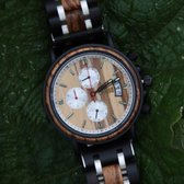 Woodzstyle® | collectie Addax| Houten horloge Ramus| houten herenhorloge | houten dameshorloge |hoogwaardig Quartz uurwerk |  ⌀ 44 mm |aanpasbaar houten horlogebandje | geleverd in houten gif