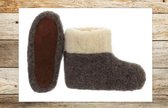 DyLeatherDesign- Sloffen- Schapenwollen sloffen- 100% Biologisch- Grijze- Hoog model- Maat 38