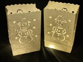 Candle Bag-SNEEUWPOP- 10stuks- kersttafel-windlicht-kaarszak-brandvertragend papier-kaars houder-lichtzak-candlebag-candlebags-sfeerlicht