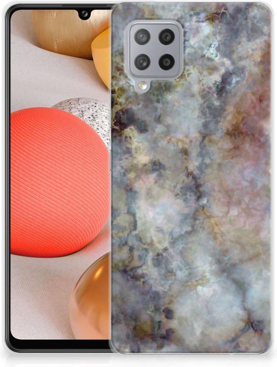Samsung Galaxy A42 TPU Siliconen Hoesje Marmer Grijs